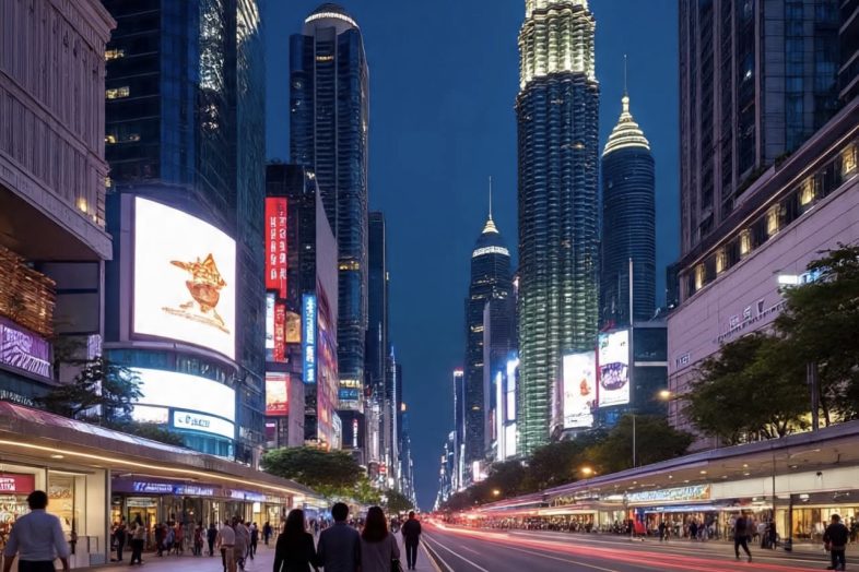 Kuala Lumpur skyline with residential neighborhoods and modern apartment
